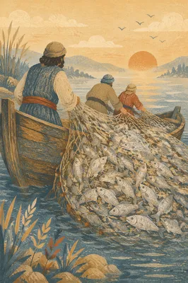 Miraculous Catch at Dawn by the Lake