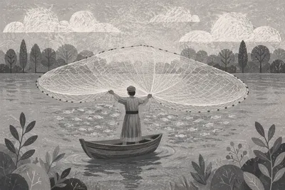 Peter Casting Net at Miraculous Catch