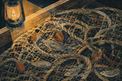 Miraculous Catch Fishing Net in Wooden Boat