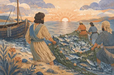 Peter and the Miraculous Catch at Dawn
