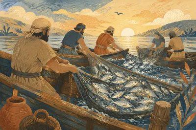 Miraculous Catch at Dawn on the Lake