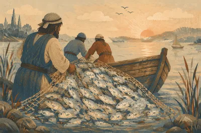 Miraculous Catch at Dawn by the Lakeshore