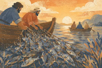 Peter's Miraculous Catch at Dawn
