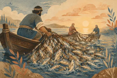 Peter Witnesses the Miraculous Catch at Dawn