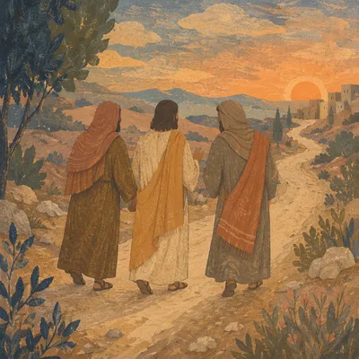 Road to Emmaus Travelers at Dusk