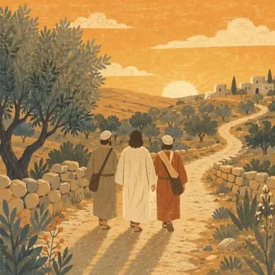Road to Emmaus Companions at Sunset