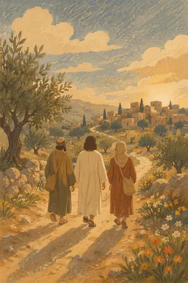Road to Emmaus Companions at Sunset