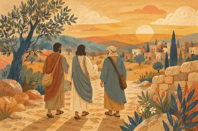 Road to Emmaus Disciples at Sunset
