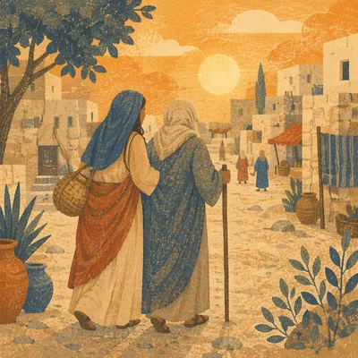 Ruth and Naomi Walking Ancient Road