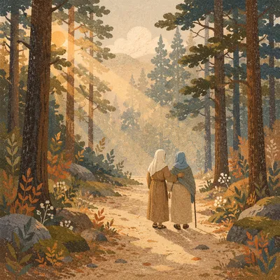Ruth and Naomi on the Forest Road