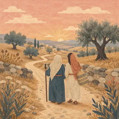 Ruth and Naomi Walking at Dawn