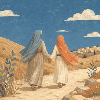 Ruth and Naomi Walking the Dusty Road