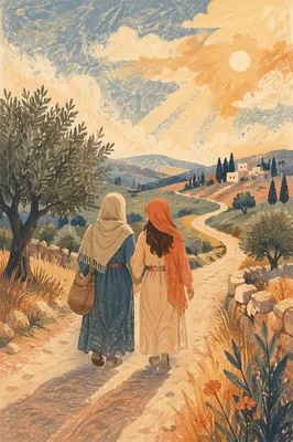Ruth and Naomi on a Country Road