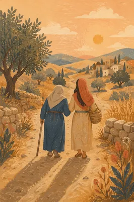 Ruth and Naomi on a Dusty Road