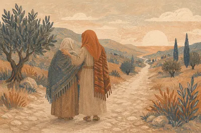 Ruth and Naomi Walking the Dusty Road