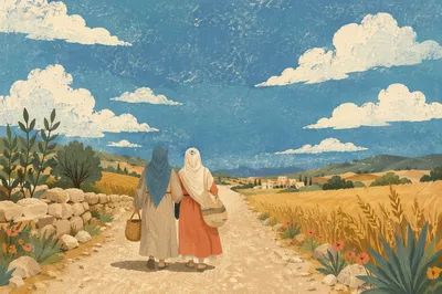 Ruth and Naomi Journey on Dusty Road