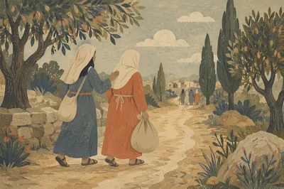 Ruth and Naomi Walking the Dusty Road