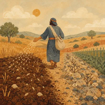 Sower Scattering Seeds Across Biblical Soils