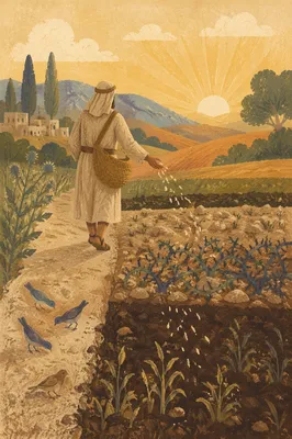 Sower Scattering Seeds at Golden Dawn