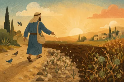 Parable Sower Seeds at Sunrise