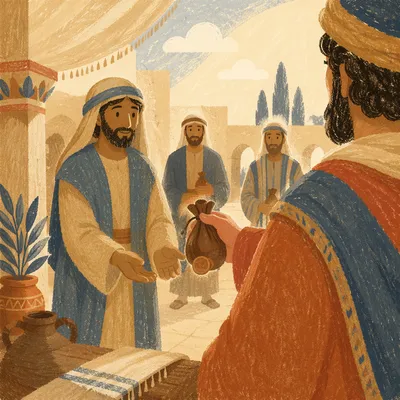 Parable of the Talents in Ancient Courtyard