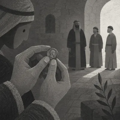 Servant Holding Talent Coin in Chiaroscuro
