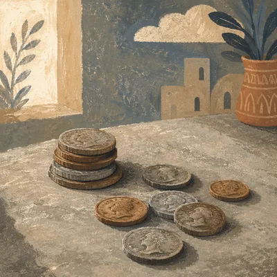 Entrusted Talents Coins on Stone Table