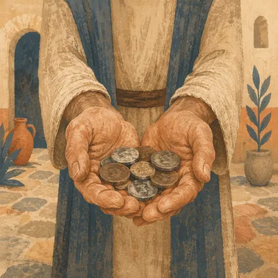 Hands Offering Coins of Entrusted Talents