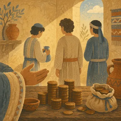 Parable of Talents in Ancient Courtyard
