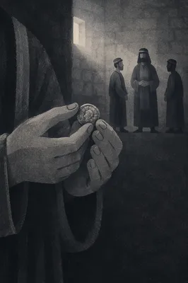 Servant Holding Coin in Talents Parable