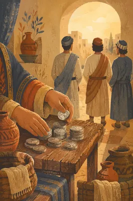 Master Entrusting Silver Coins to Servants