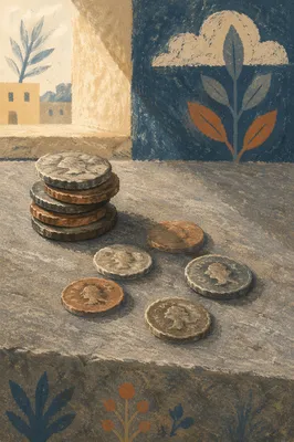 Entrusted Talents Coins on Stone Table