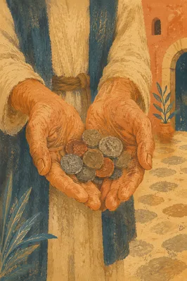 Servants Offering Coins in Humble Hands