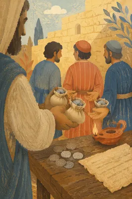 Parable of Talents in Ancient Courtyard