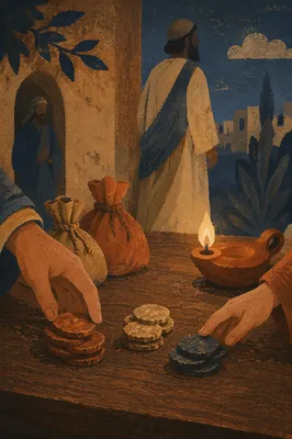 Parable of the Talents Courtyard at Dusk