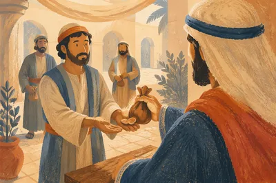 Parable of Talents in Ancient Courtyard