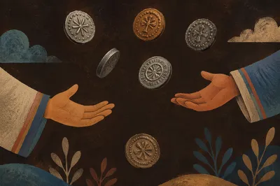 Ancient Talents Coins in Midair Parable