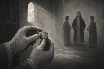 Servant Holding Coin in Talents Parable