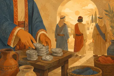 Master Entrusting Silver Coins to Servants
