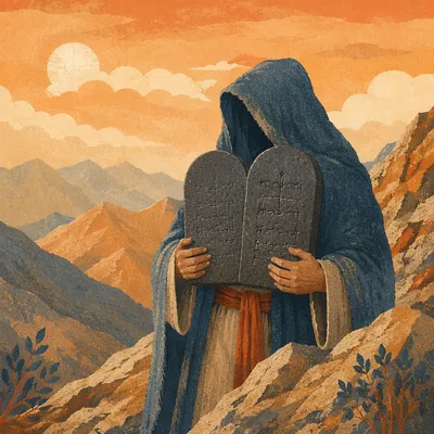 Stone Tablets on a Golden Mountain Ridge