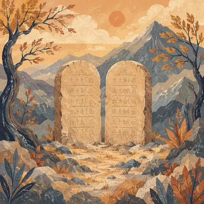 Ten Commandments Tablets in Mountain Clearing