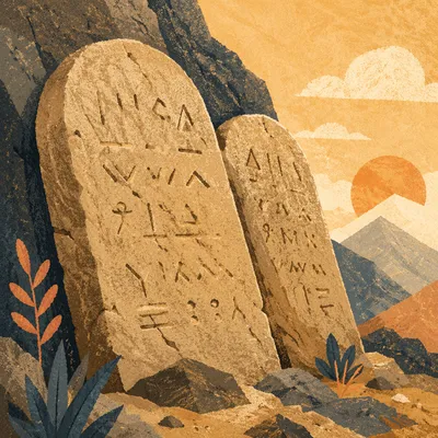 Ten Commandments Tablets at Mountain Sunrise