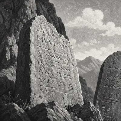 Ten Commandments Tablets on Sinai Mountain