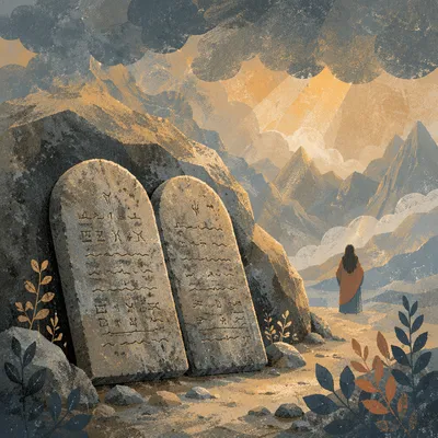Ten Commandments Tablets on Mountain Ridge
