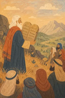 Ten Commandments Tablets on Mountain Hillside