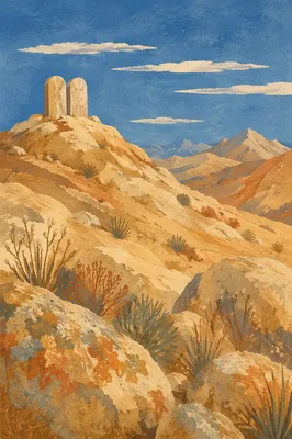 Stone Tablets on Desert Mountain Ridge
