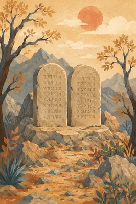 Ten Commandments Tablets in Mountain Clearing