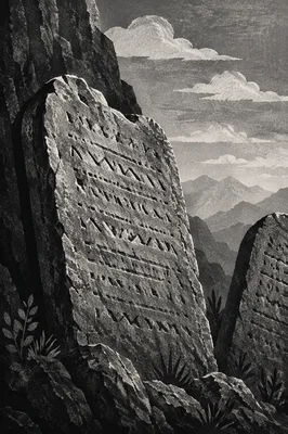 Ten Commandments Tablets on Mountain Rocks