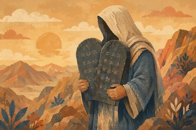 Ten Commandments Tablets on Mountain Ridge