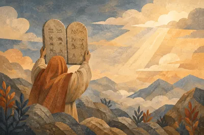 Ten Commandments Tablets on Mountain Summit